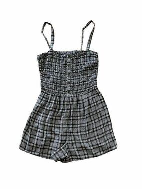 Hollister Plaid Smocked Summer Romper Medium